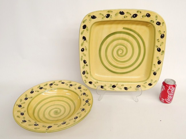 Italian pottery dish with under plate.