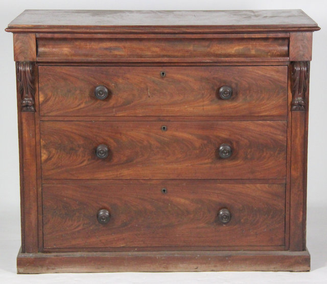 A Victorian mahogany chest the rectangular