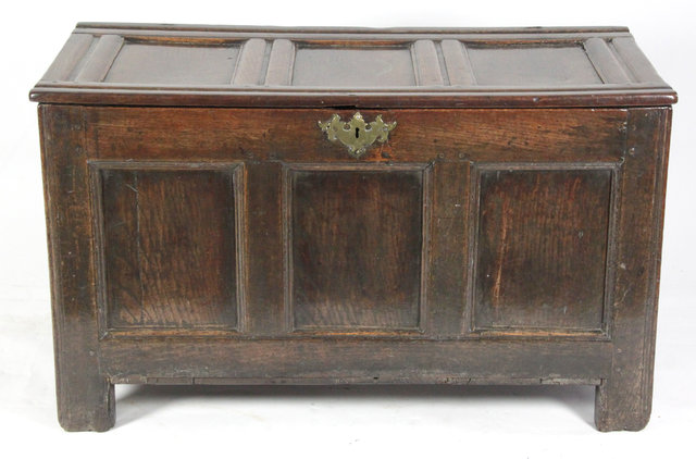 A 17th Century oak chest with triple 1633b5