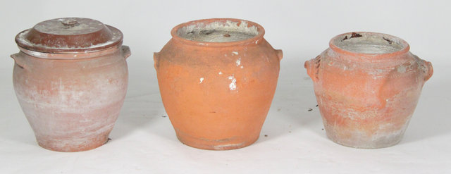 Three pottery jars