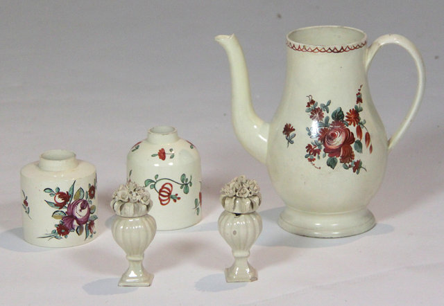 Two Staffordshire creamware tea caddies