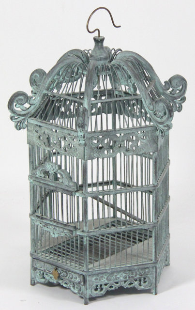 A Chinese carved and painted bird cage