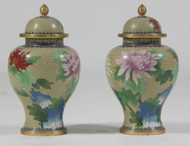 A pair of 20th Century cloisonn?