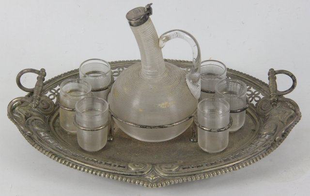 A silver plated drinks tray fitted 163499