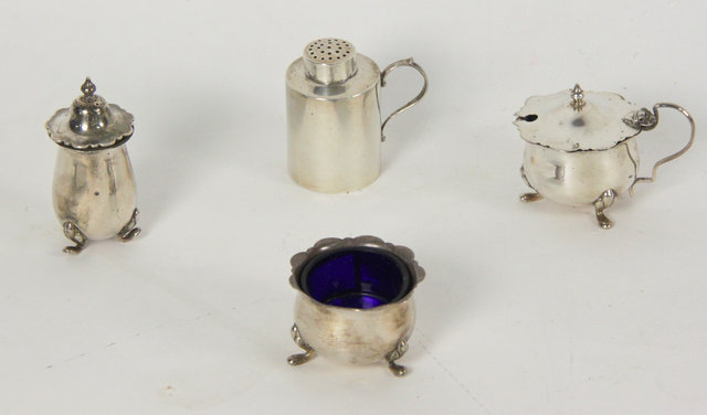 A silver three-piece cruet set ALD Birmingham