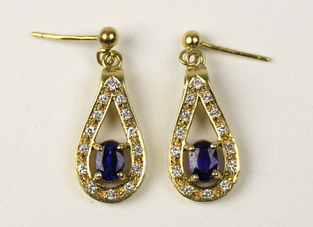 A pair of sapphire and diamond