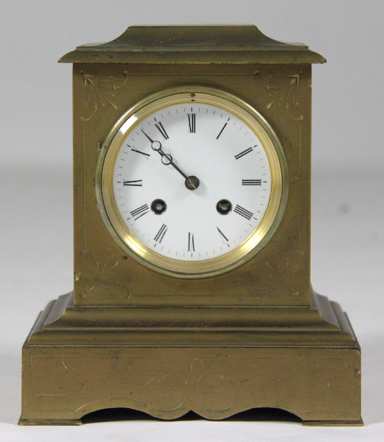 A gilt painted French mantel clock