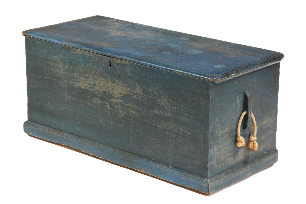 SEA CHEST - 19th c Blue Painted