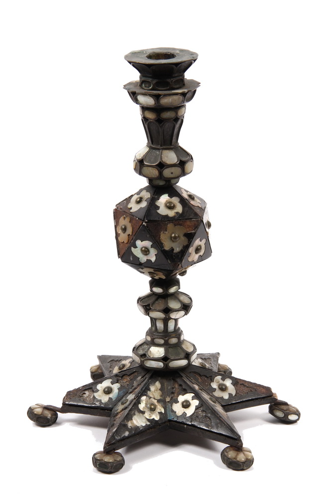 EARLY CANDLESTICK in wood bronze 1635a0