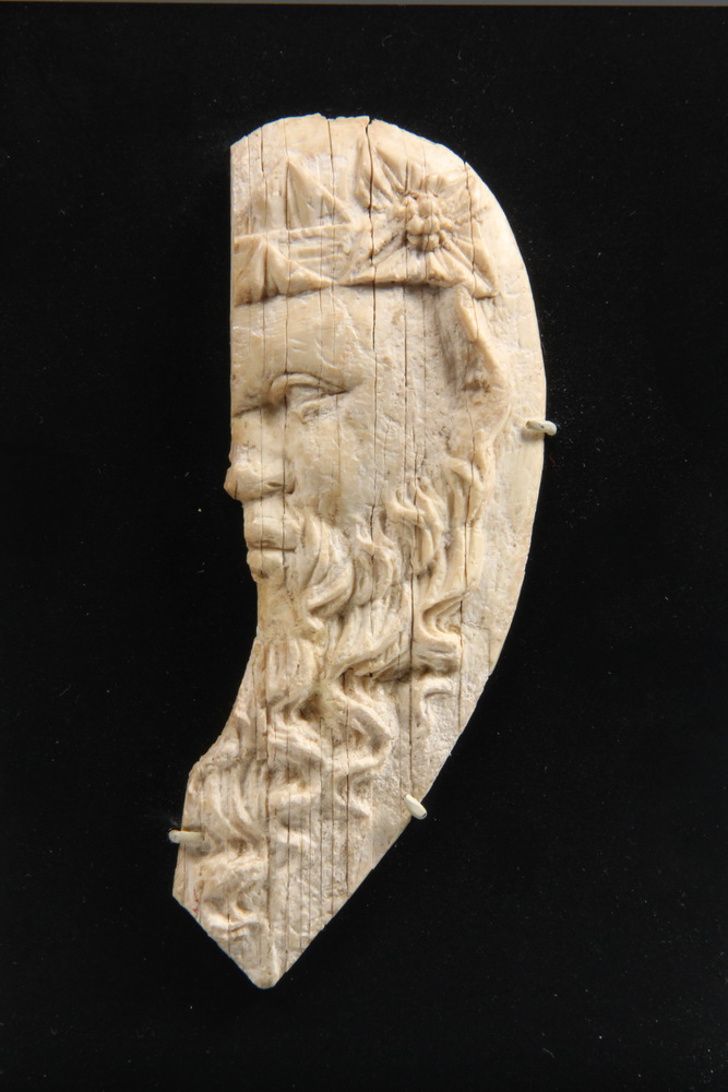 ANCIENT IVORY- Carved appliqu? of bearded