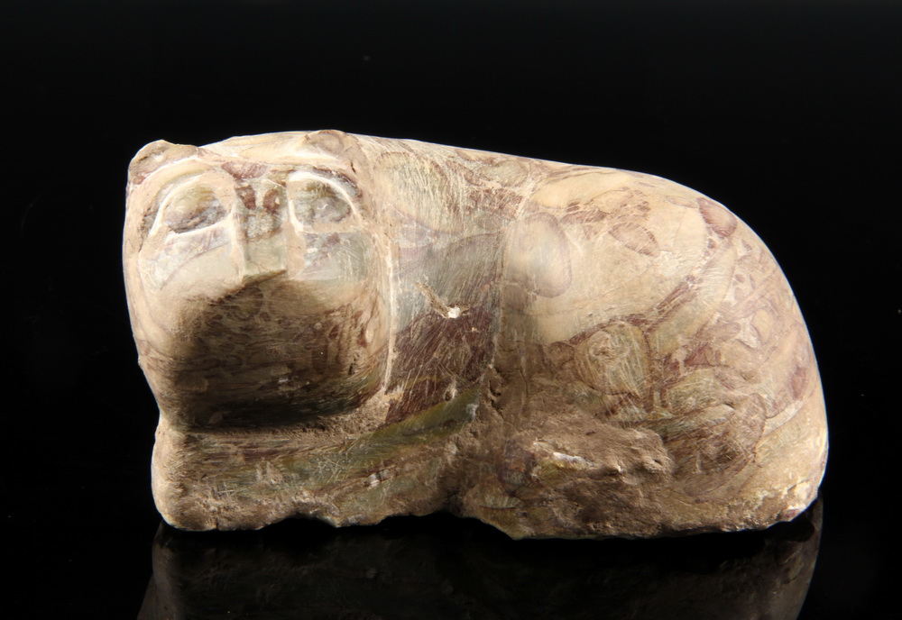 CHINESE PUDDINGSTONE CAT- Han Dynasty