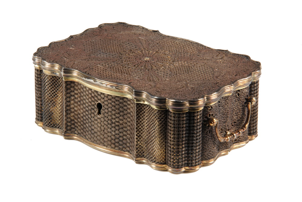 CHINESE EXPORT GILT SILVER LIDDED 16365c