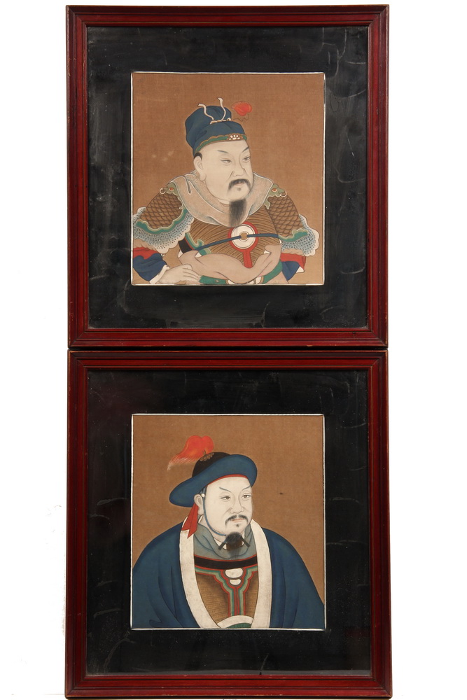 PAIR CHINESE GOUACHE Bust Portraits 1636b4