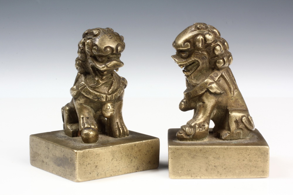 PAIR QING DYNASTY CHINESE BRONZE 1636bc