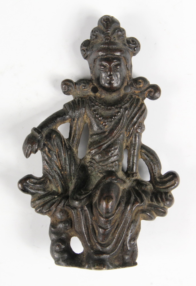 SEATED BUDDHIST BRONZE FIGURE  1636b9