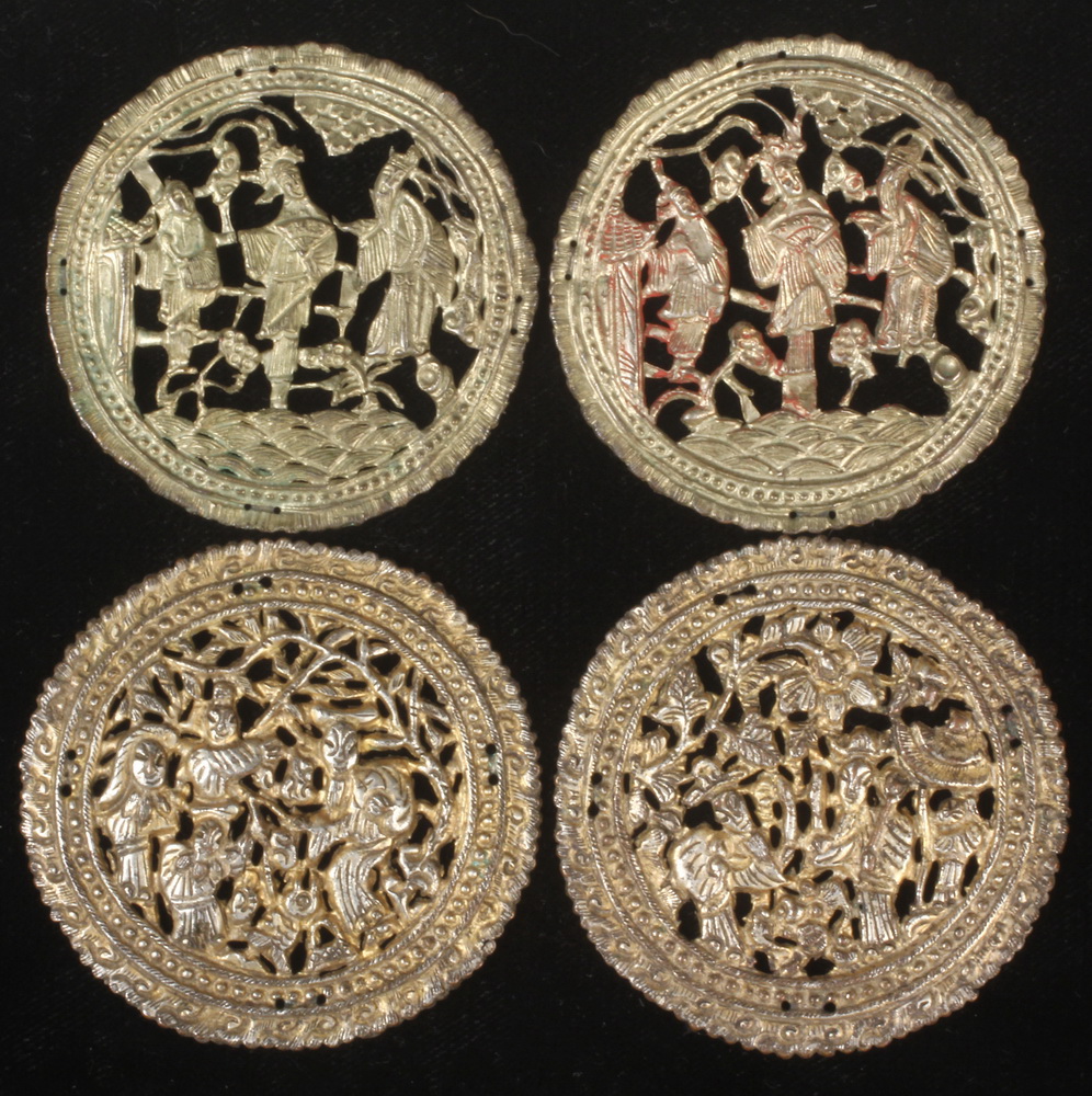 FOUR CHINESE BRASS OPENWORK ORNAMENTS QING 1636de