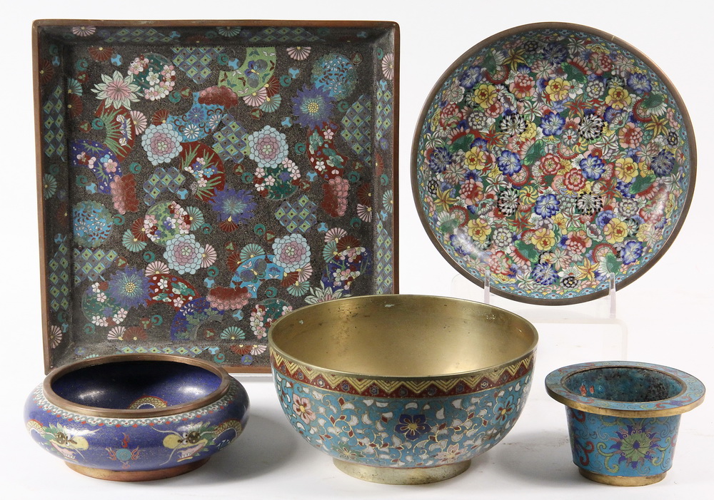 CLOISONNE GROUP of five examples 1636df