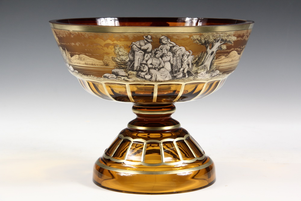 GOLD & SILVER PAINTED GLASS CENTER BOWL