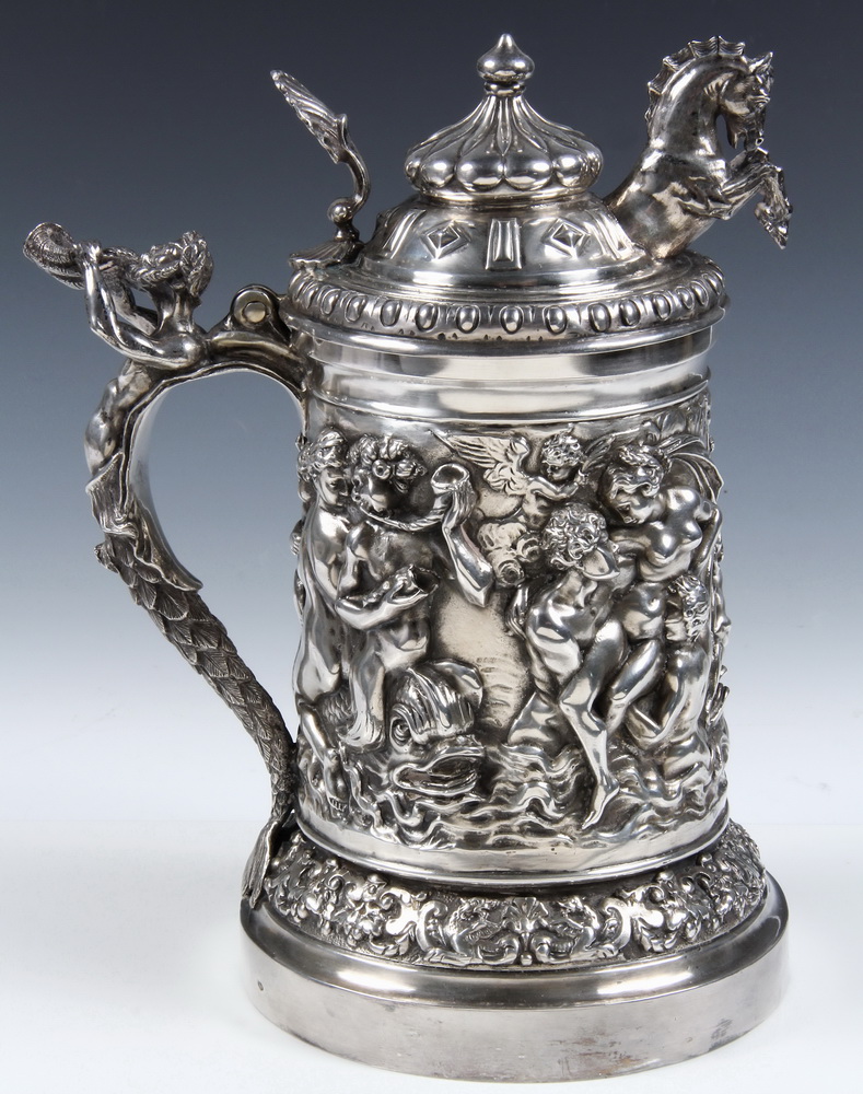FRENCH STERLING FLAGON 19th c 16374d
