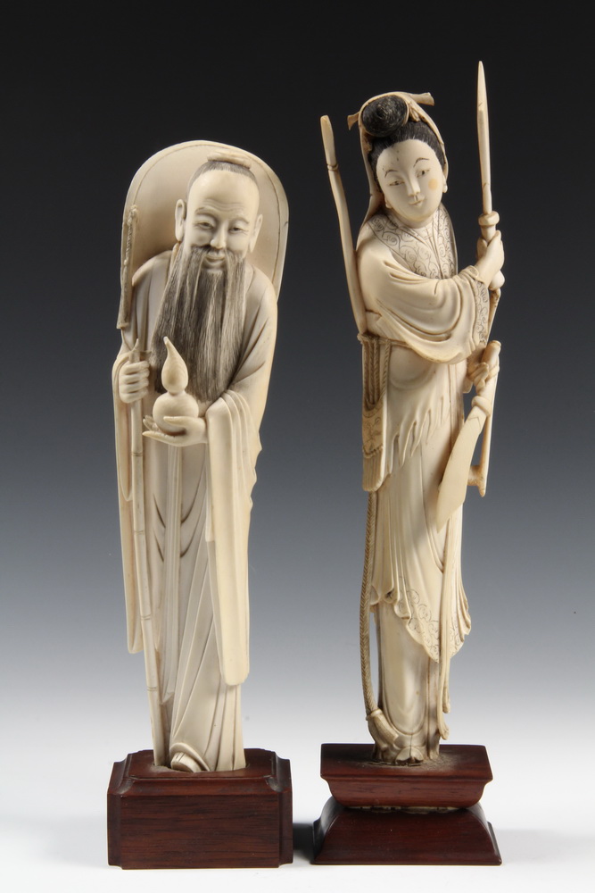 PAIR JAPANESE IVORY FIGURES Edo 1637b5