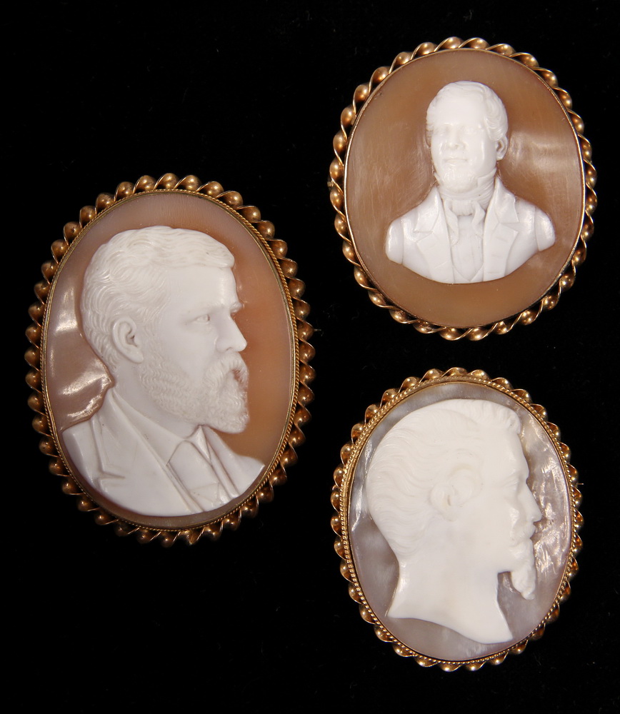 THREE (3)SHELL CAMEO PORTRAITS