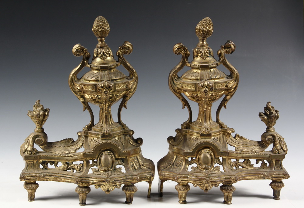 LOUIS XVI STYLE GILT BRONZE CHENETS A 163829