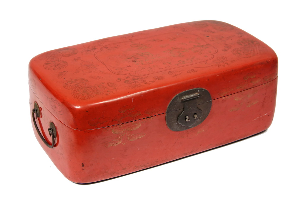 CHINESE LACUERED TRAVEL BOX 19th 163862