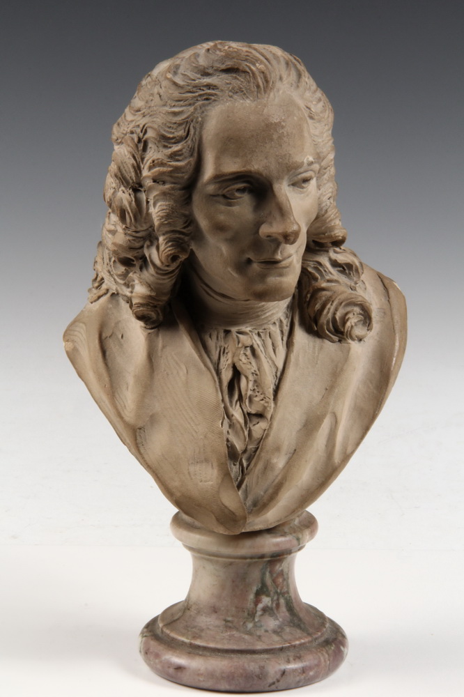 PARIAN WARE BUST OF VOLTAIRE after 1638bc