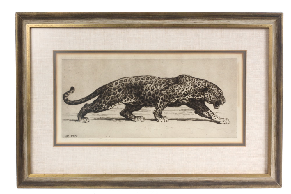 ETCHING Striding Leopard by Herbert 163903