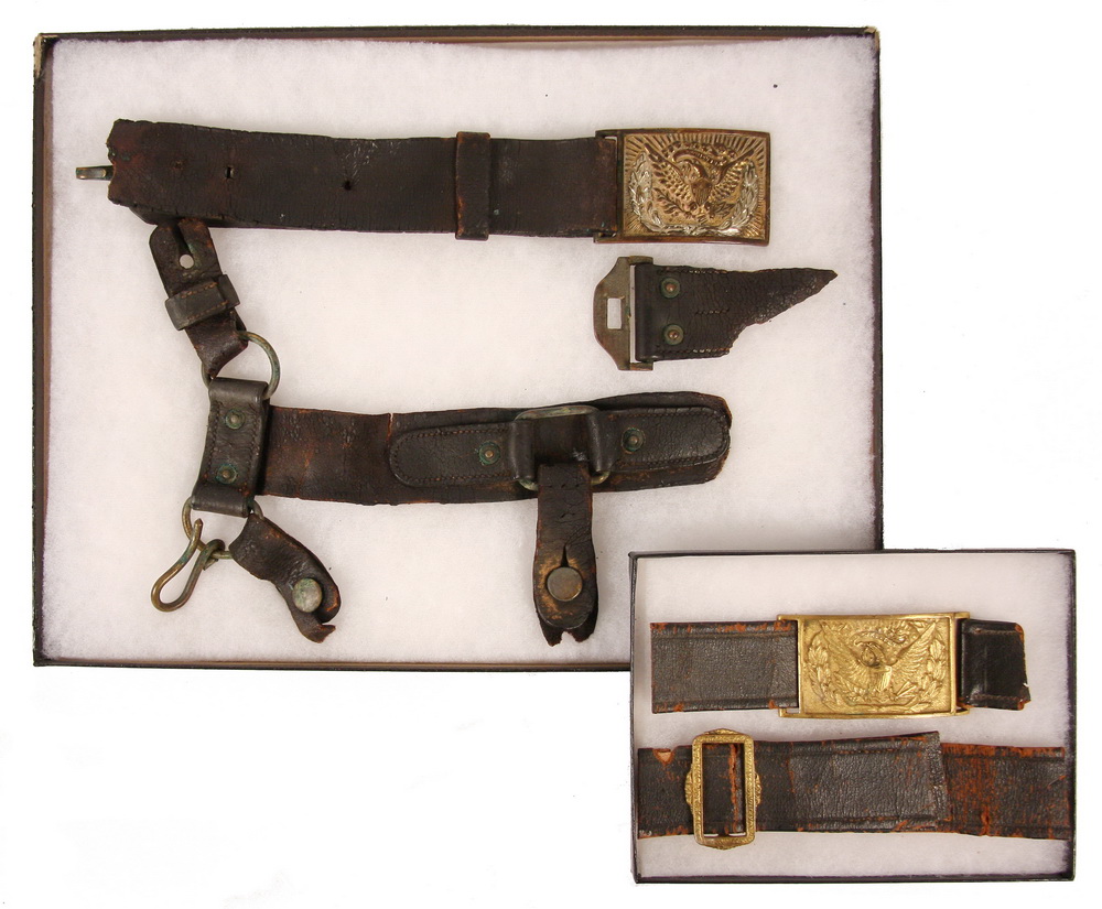  2 US CIVIL WAR OFFICER S BELT 163dce