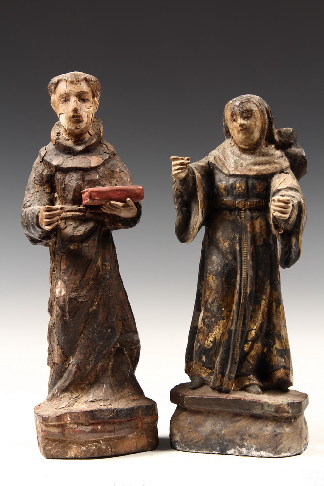  2 RELIGIOUS STATUES Two Late 163de1