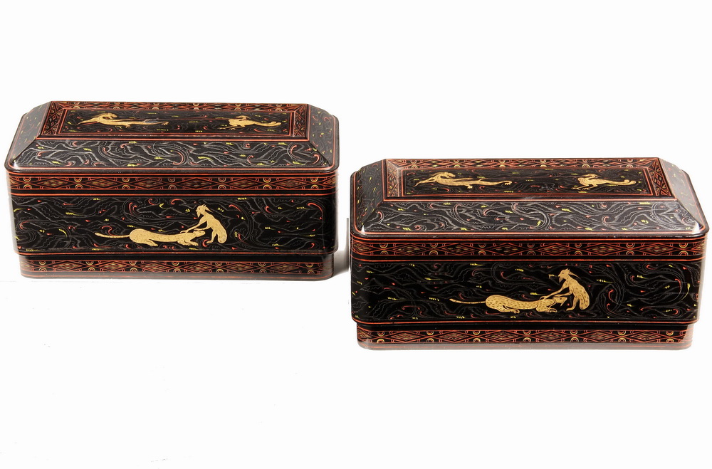 PAIR OF CHINESE LACQUER BOXES -