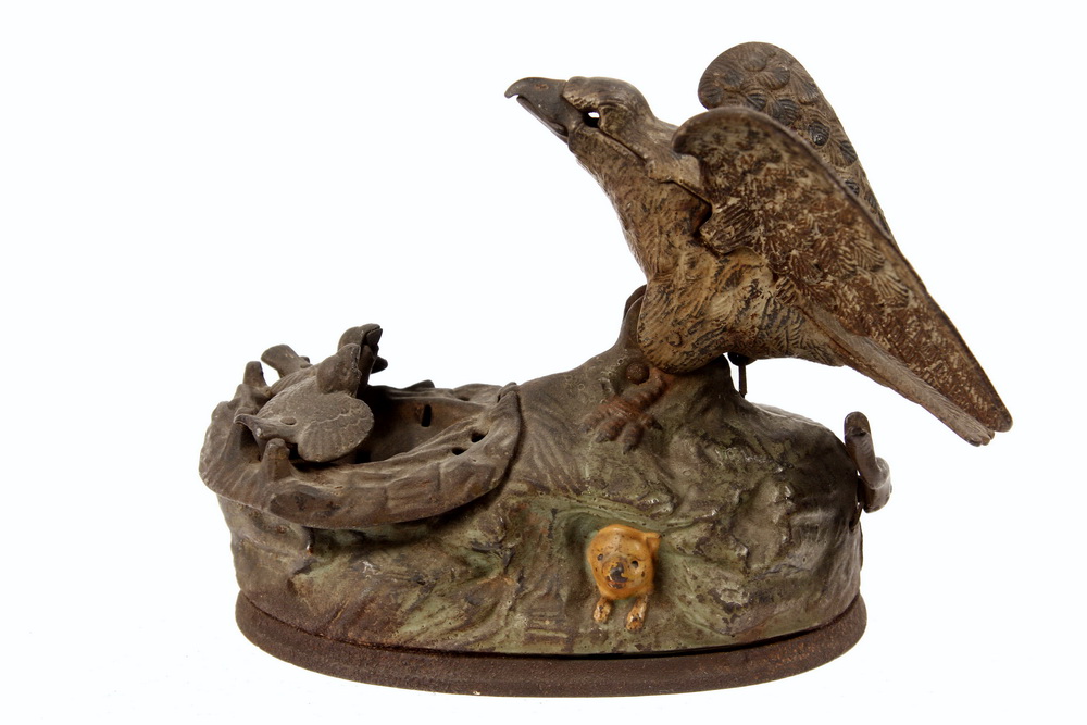 CAST IRON MECHANICAL BANK - Eagle and