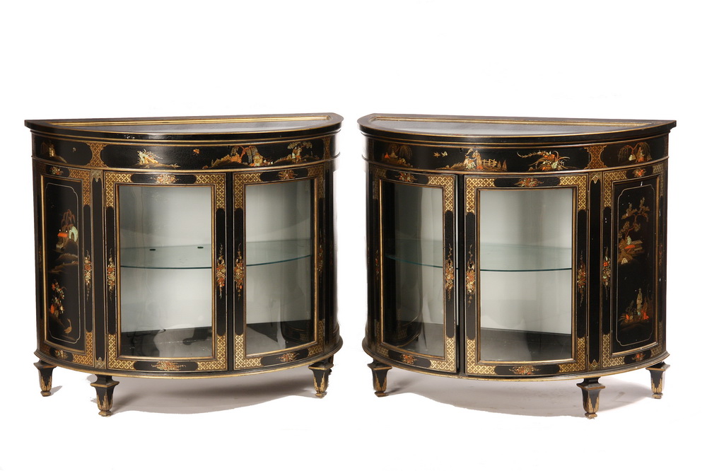 PAIR CHINOISERIE DEMILUNE CABINETS 163ee0