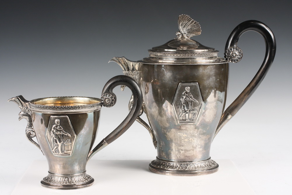 2 PC GERMAN SILVER TEA SERVICE