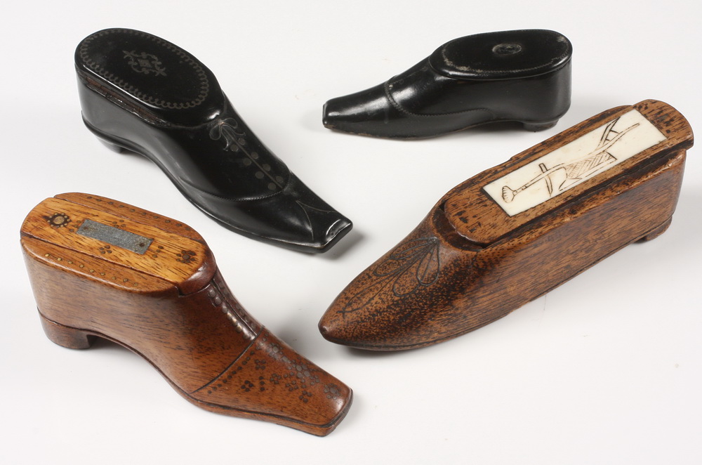 (4) SNUFF BOXES - Four Shoe-Form