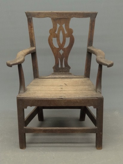 18th c English plank seat armchair  16444e