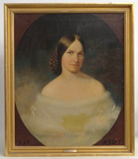 19th c. oil on canvas portrait of a