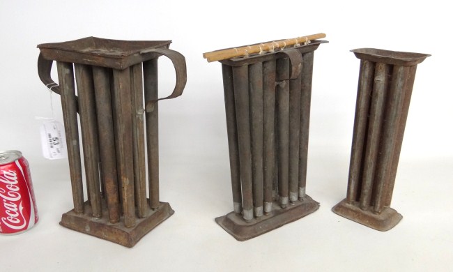 Lot three 19th c. candle molds.