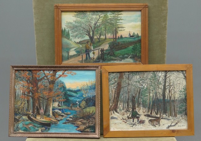 Lot thee Adirondack style paintings 164479