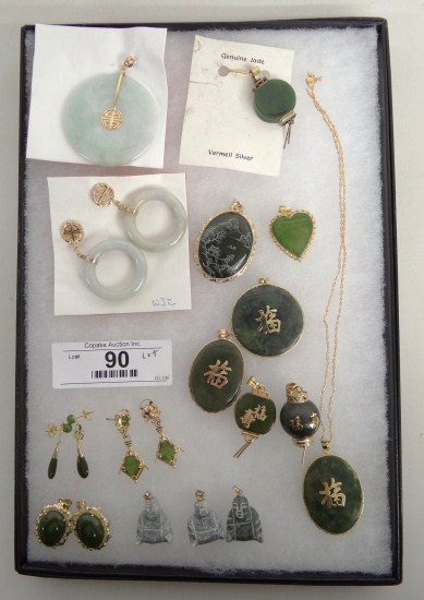 Lot various Asian jade stone jewelry 164488