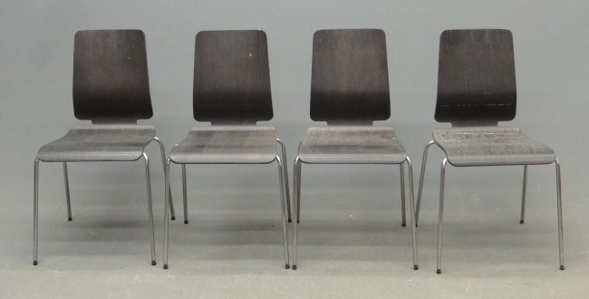 Set of four moderne stacking chairs