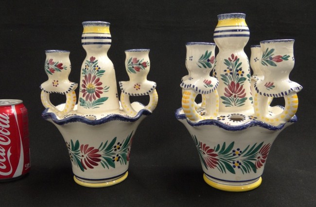 Pair of Quimper bulb and stem vases 1644a8