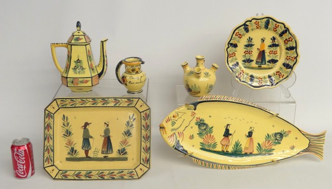 Assortment of Quimper soleil platters