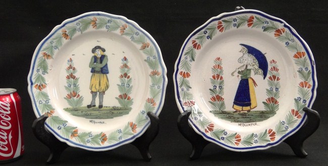 Pair of Quimper plates with Breton