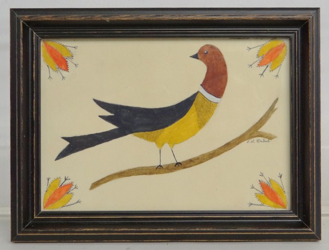 Watercolor ''Folk Art Bird'' by