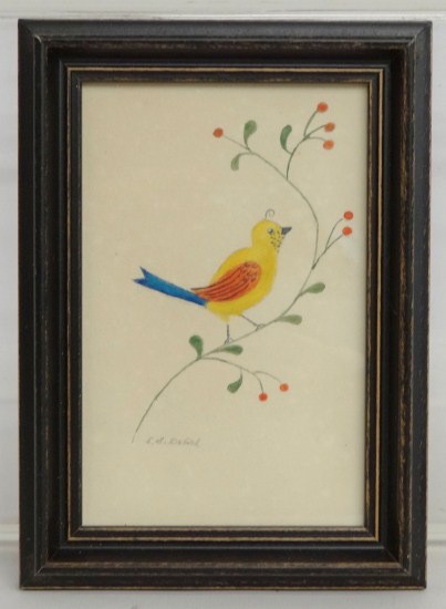 Watercolor Folk Art Bird by 1644bd