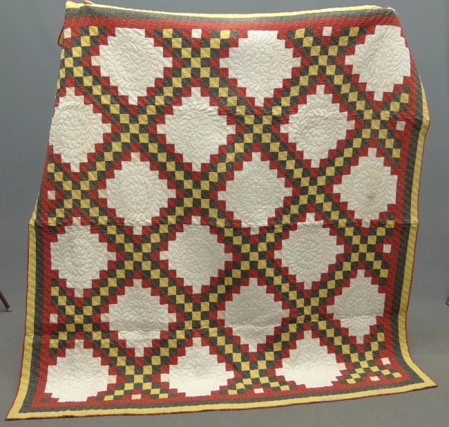 19th c. nine patch quilt. 73''