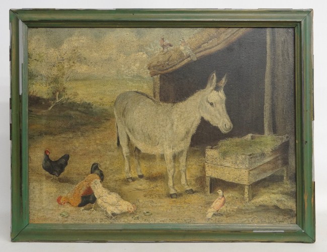 Painting oil on canvas farm scene 16453d