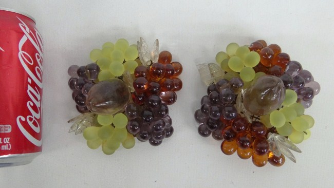 Pair early Czech glass grape clusters.